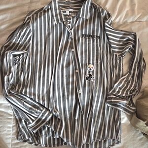 Steelers Striped Gray Button-Up Shirt